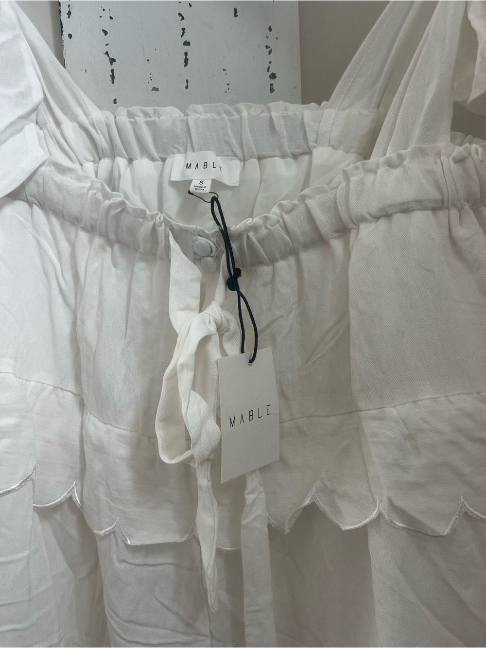 Mable White Tiered Tie-Shoulder Romper - Picture 2 of 7